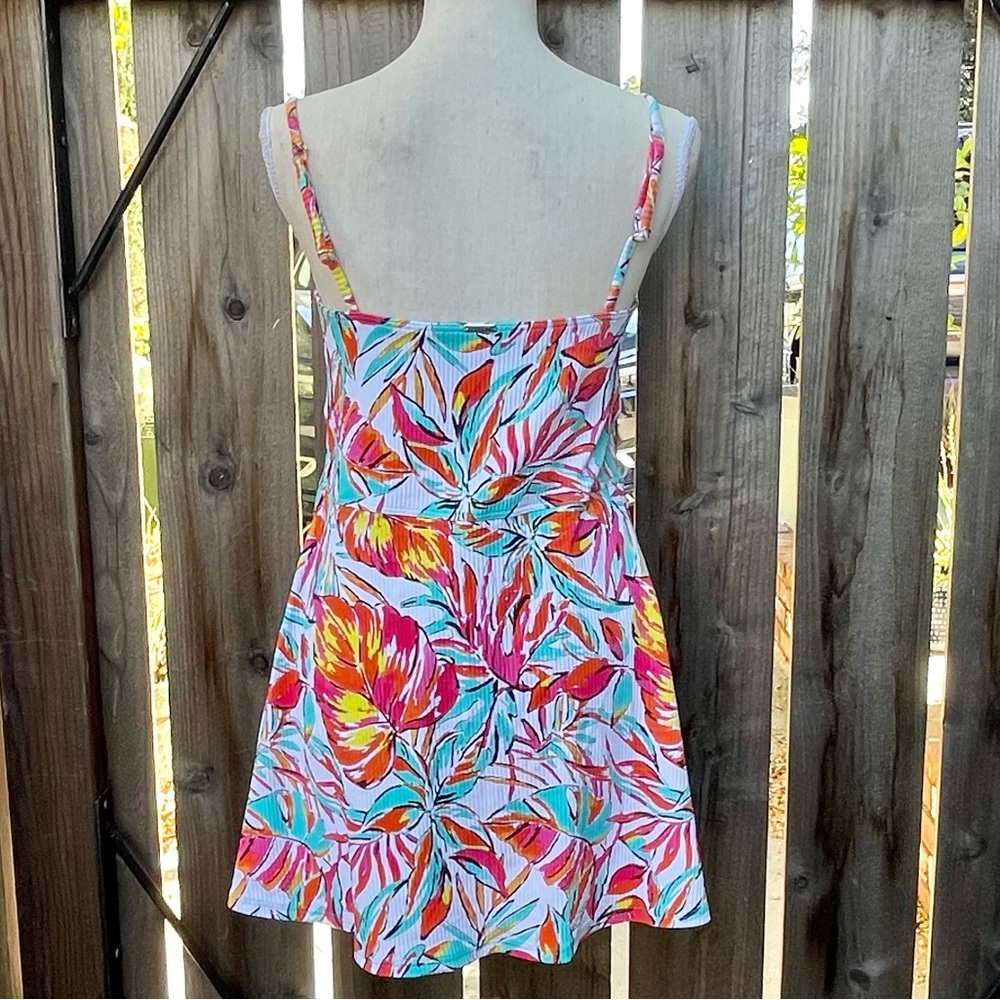 Sunsets Naomi Swim Dress One Piece Ribbed Palms Serenade Size Large - Picture 3 of 9
